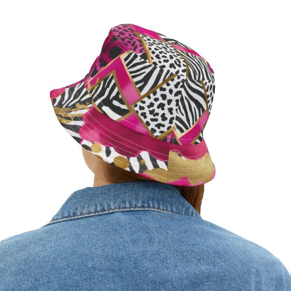 Animal Print Bucket Hat – Bold Hot Pink Gold Watercolor Summer Hat - Image 2