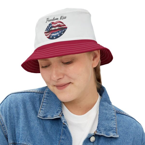 Copy of Patriotic Bucket Hat with Freedom Kiss Design, Summer Accessories, Beachwear, Outdoor Fun, Fourth of July Hat