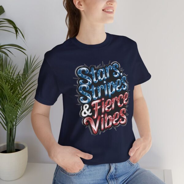 Copy of Stars, Stripes, and Fierce Vibes Tee - Unisex Short Sleeve Shirt, Patriotic T-Shirt, Summer Fashion, Gift for Her, Independence Day Outfit - Image 10