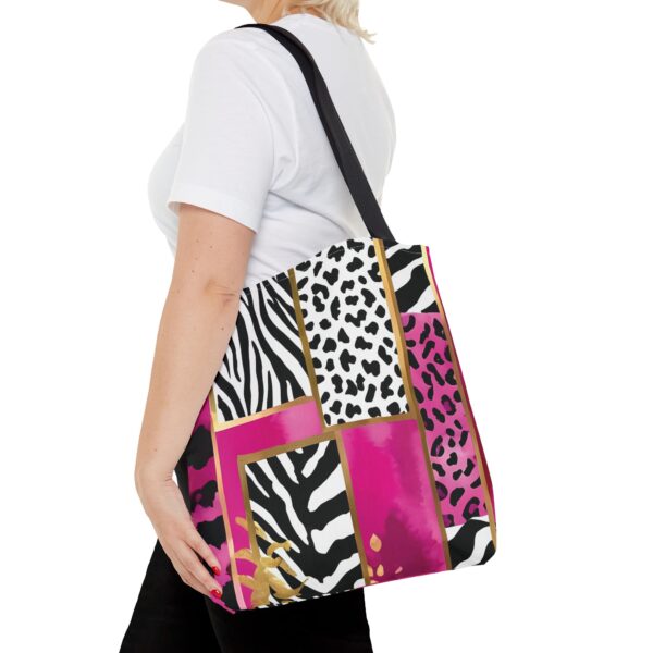 Bold Animal Print Tote Bag – Hot Pink Gold Watercolor All-Over Print - Image 8