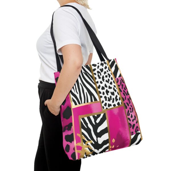 Bold Animal Print Tote Bag – Hot Pink Gold Watercolor All-Over Print - Image 12