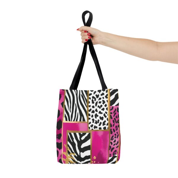 Bold Animal Print Tote Bag – Hot Pink Gold Watercolor All-Over Print - Image 4