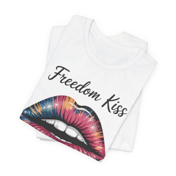 Freedom Kiss Graphic Tee, Unisex Short Sleeve Shirt, Colorful Lips Apparel, Gift for Friends, Summer Fashion, Pride Wear, Festival Outfit - Image 3