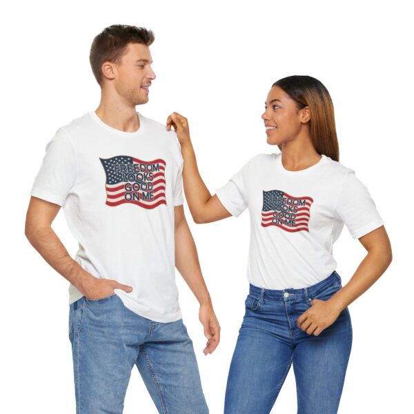 Patriotic Freedom Tee, Unisex Jersey Short Sleeve Graphic T-Shirt, 4th of July Gift, Americana Style Shirt, Casual Everyday Wear, [...] - Image 2