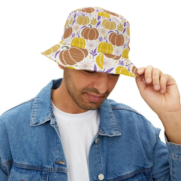 Fall Pumpkin Bucket Hat, Autumn Fashion Accessory, Harvest Season Hat, Trendy Gift for Her, Outdoor Sun Protection Hat
