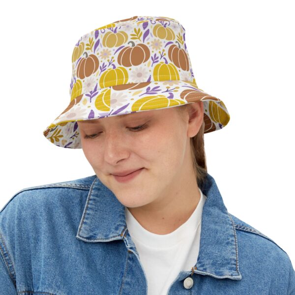 Fall Pumpkin Bucket Hat, Autumn Fashion Accessory, Harvest Season Hat, Trendy Gift for Her, Outdoor Sun Protection Hat - Image 3