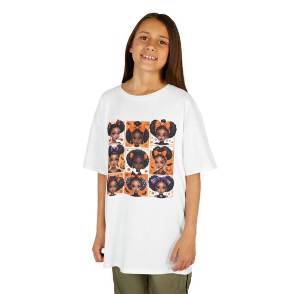 Halloween Girls T-Shirt – Spooky Cute Afro Puffs & Bows | Black Girl Magic Fall Tee | Kids Trick-or-Treat Shirt | Pumpkin Season Shirt